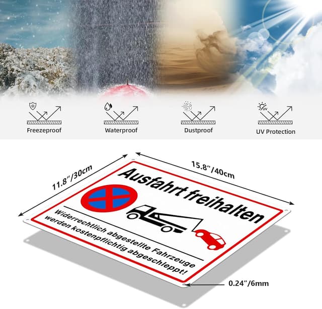 Detalle de Goodvia Ausfahrt Freihalten Schild aus PVC, 400x300 mm, reflektierend (2er-Set)