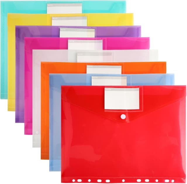 Detalle de WQDD STANPET Cartelline portadocumenti A4 impermeabili – set da 8 con 11 fori e chiusura in velcro