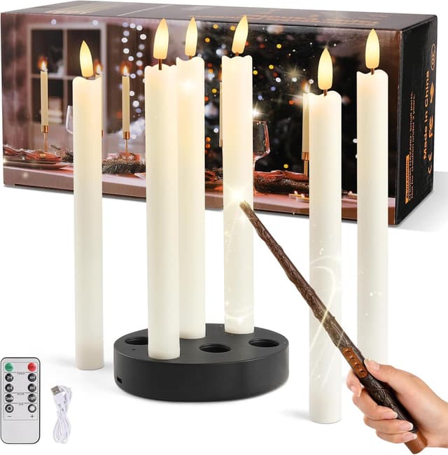 Imagen de KIKILIVE Rechargeable LED Taper Candles 6 pcs 🕯 en OfertitasTOP