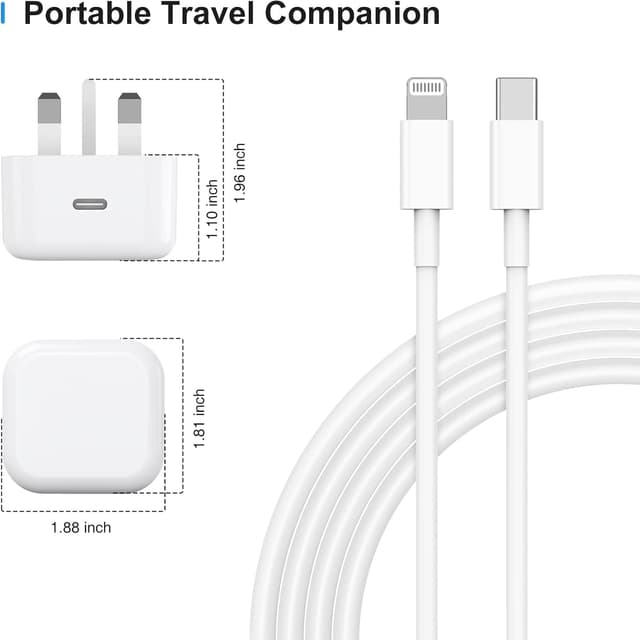 Detalle de Apple iPhone Fast Charger 20W with 2m USB‑C to Lightning cable