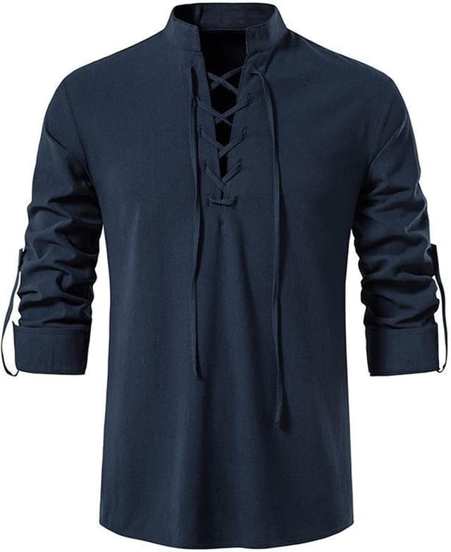 Detalle 1 de LUYANA Leinenhemd Herren Langarm Freizeithemd