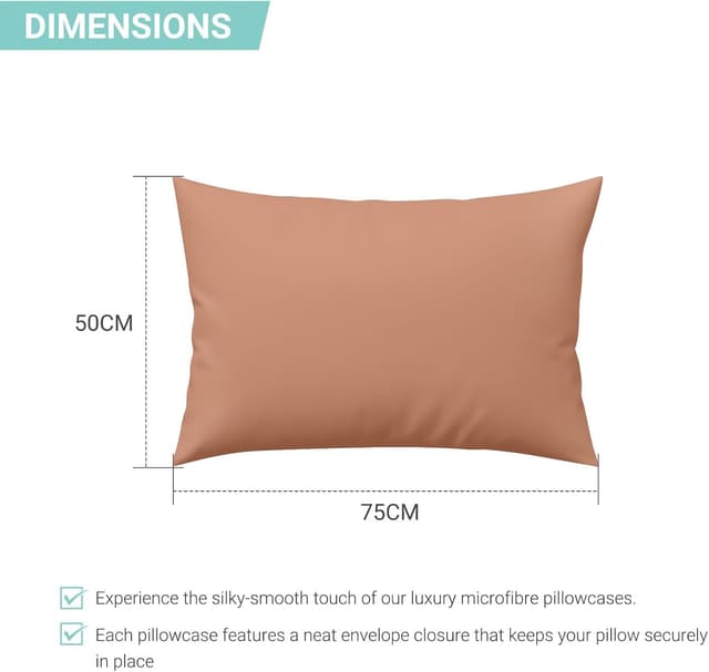 Detalle de CHCOMFORT CHComfort Pillow Cases 4 Pack (50 x 75 cm) – Ultra Soft Brushed Microfibre Covers in Brick Brown