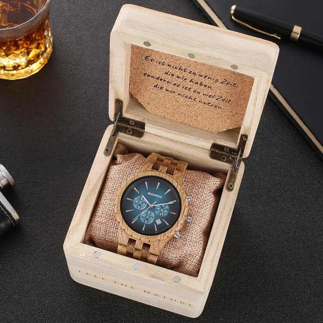 Detalle de woodwear Holzarmbanduhr Watch Nachtblau / Lagunentraum / Morgenröte – Unisex aus Olivenholz