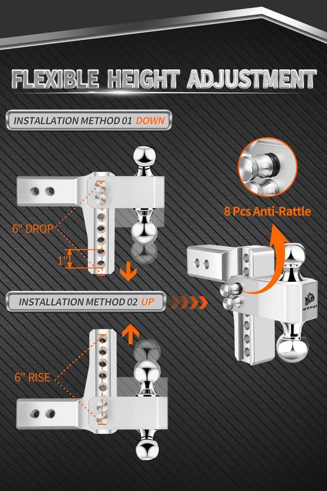 Thumbnail 4 de METOWARE Adjustable Trailer Hitch 18,000 lbs 🚚