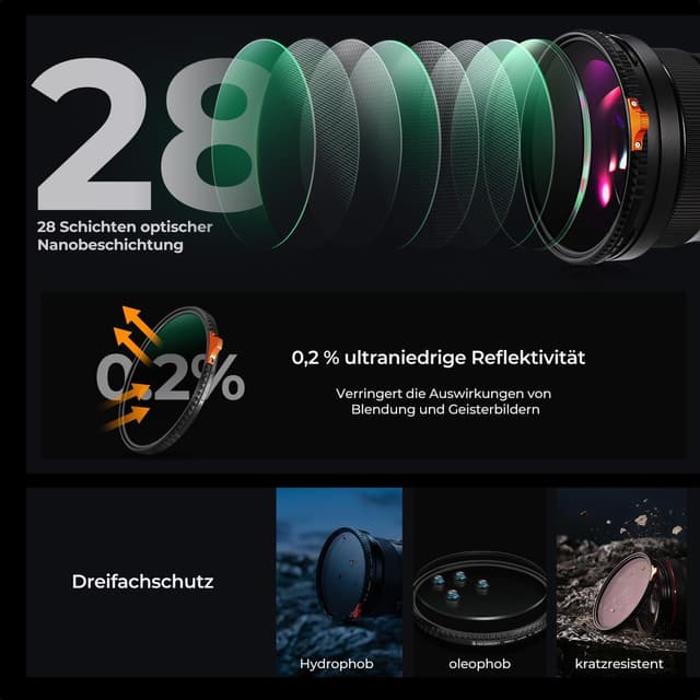 Thumbnail 5 de K&F CONCEPT Nano-X 77mm ND2-400 variabler ND Filter