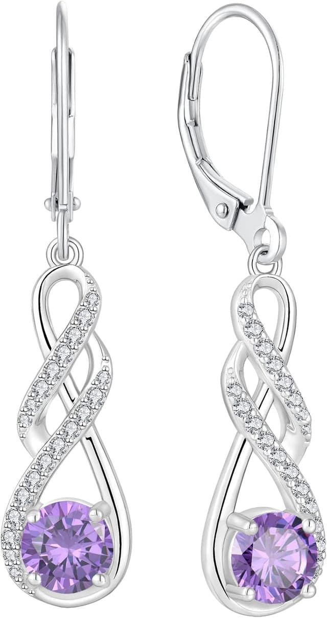 Thumbnail 6 de FJ Unendlichkeit-Ohrhänger aus 925 Sterling Silber mit Geburtsstein & Zirkonia