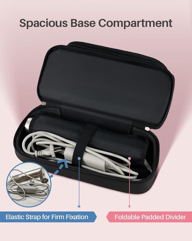 Detalle 2 de Noldena Hänge-Haartrocknertasche für Dyson Airwrap und Shark FlexStyle – wasserabweisender Organizer mit Trennwand, schwarz