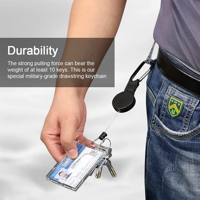 Thumbnail 3 de Vicloon Porte-clés rétractable 3 pièces noir