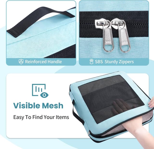 Detalle de Prezon Compression Packing Cubes for Carry-on Luggage (Full-open & mesh visible), 6-piece set with laundry and shoe bags