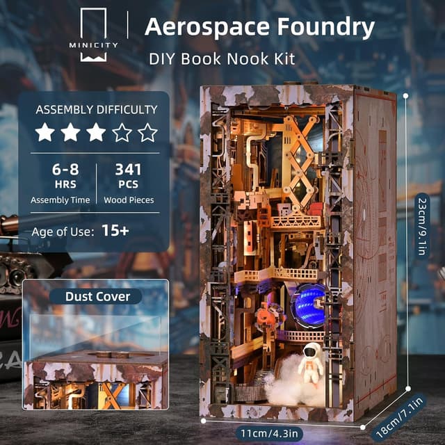 Detalle de MiniCity Book Nook Kit DIY Miniatur-Buchstütze aus Holzpuzzle (Aerospace Foundry)