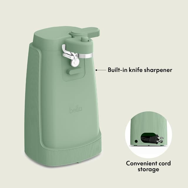 Detalle 2 de BELLA Electric Can Opener and Knife Sharpener with Removable Cutting Lever, Cord Storage, Stainless Steel Blade