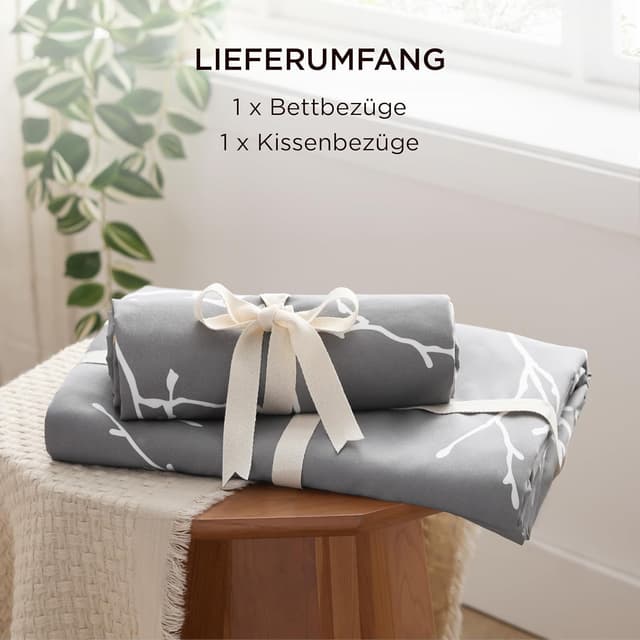 Thumbnail 6 de BEDSURE Bettwäsche 135x200 Grau Zweige