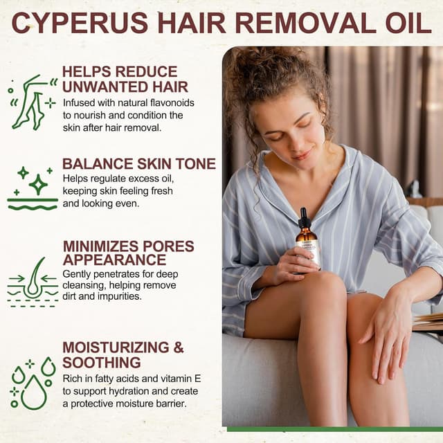 Detalle de Olio di Cyperus Rotundus 60 ml: trattamento post-depilazione per ridurre i peli e affinare i pori