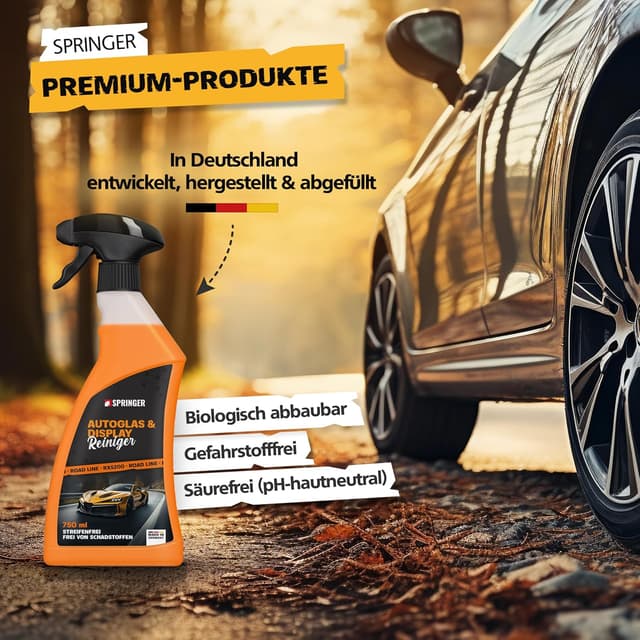 Detalle de SPRINGER RX5200 Autoglas- & Display-Reiniger 750 ml mit Tuch – streifenfrei für Scheiben