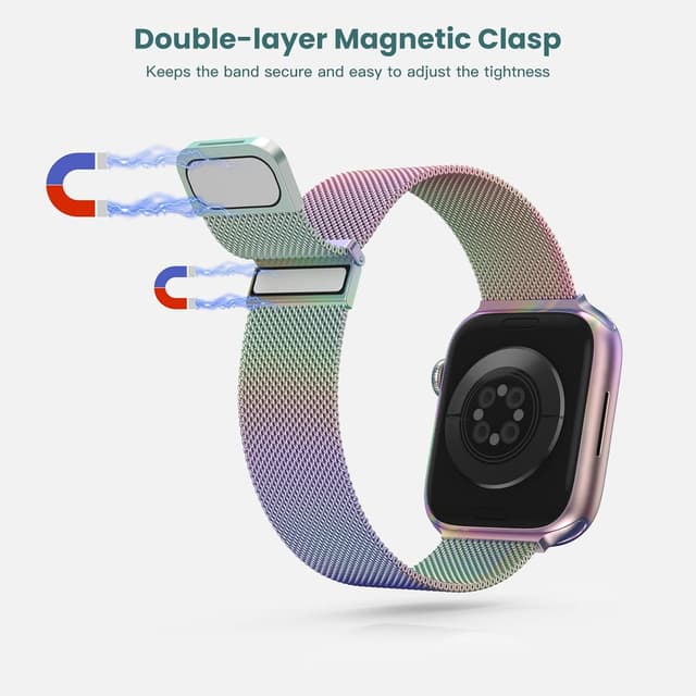 Detalle 2 de Yoohoo Milanese Loop metal band for Apple Watch (38mm–49mm) with dual magnetic clasp