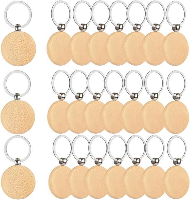 Detalle de Marsred Holz Schlüsselanhänger DIY 24 Stück