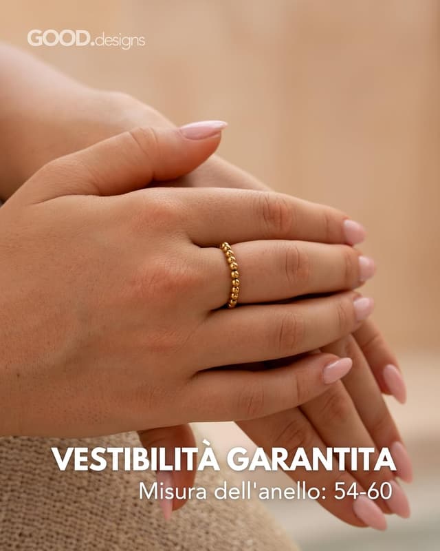 Detalle de GD GOOD.designs Anello antistress in acciaio inox con perline (3 mm) e rotazione, misura 54–60