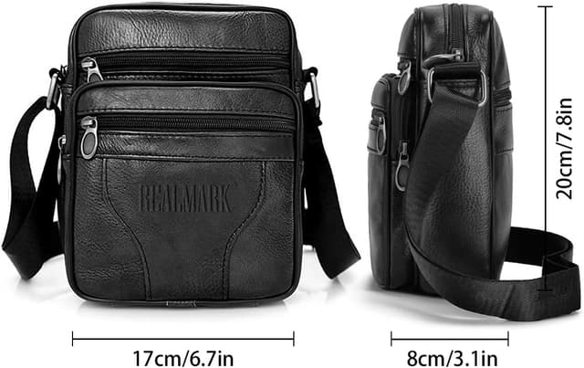 Detalle 2 de Realmark Men’s Genuine Leather Cross Body Messenger Bag (Small Side Satchel) – Adjustable Strap