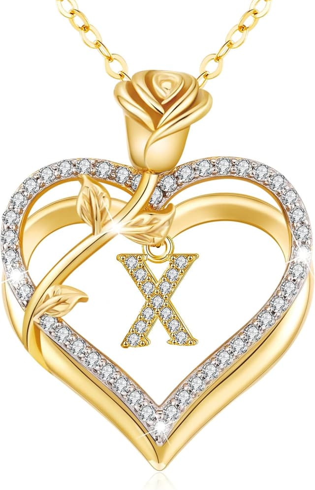 Detalle de Collier femme llyish en argent 925 doré, initiale A-Z et cœur avec zircone 5A