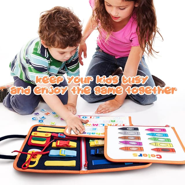 Detalle de Achiyway Busy Board Montessori a 4 strati: pannello sensoriale con lettere, numeri e lavagna fai-da-te