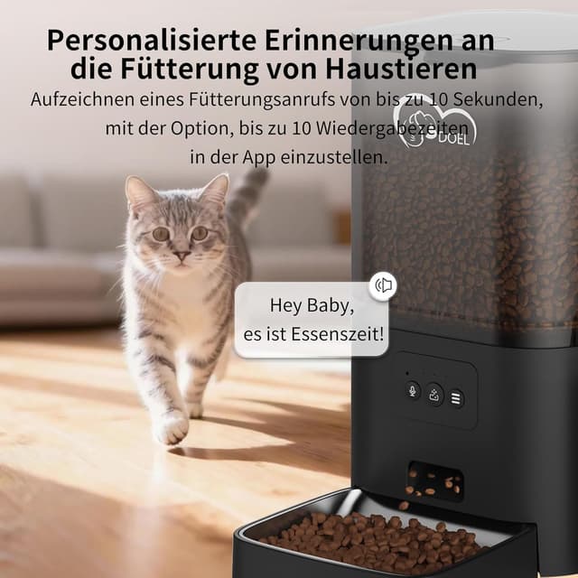 Thumbnail 6 de DOEL 2-in-1 Automatik-Futter- und Wasserspender mit App-Steuerung, 6-Liter Trockenfutter + 2,5-Liter Wasser