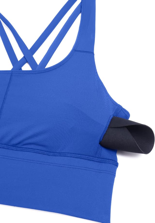 Detalle de CRZ YOGA brassière de sport longue sans fil à bretelles croisées, coussinets intégrés amovibles