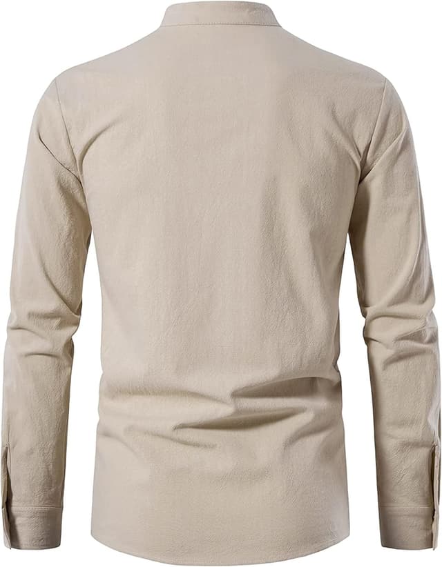 Detalle de LUYANA Leinenhemd Herren Langarm Freizeithemd