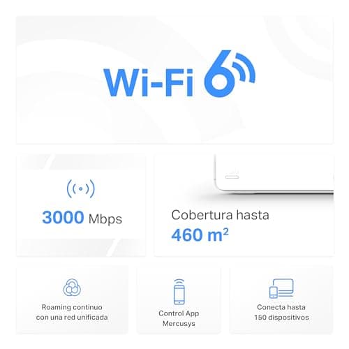 Detalle 1 de Mercusys Halo H3000X 2-Pack AX3000, WiFi 6, 420 m²