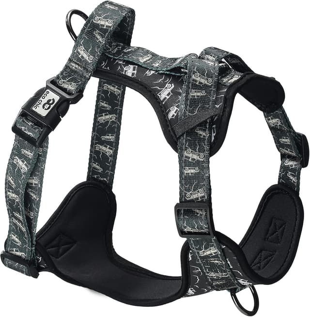 Detalle de Eco Chic Recycled Comfort Pet Harness Adjustable No-Pull Reflective Padded Dog Vest Harness (4x4 Black Large)
