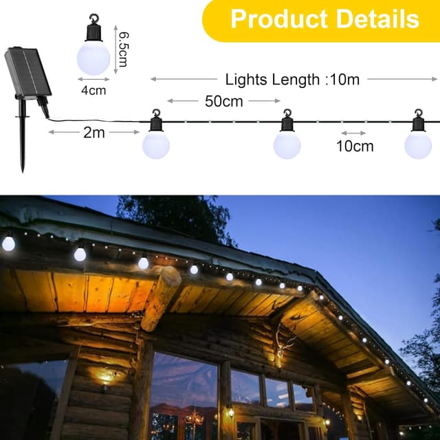 Thumbnail 5 de Tacobey Guirnaldas de Luces 10M Solar IP65 para Jardín 🌟