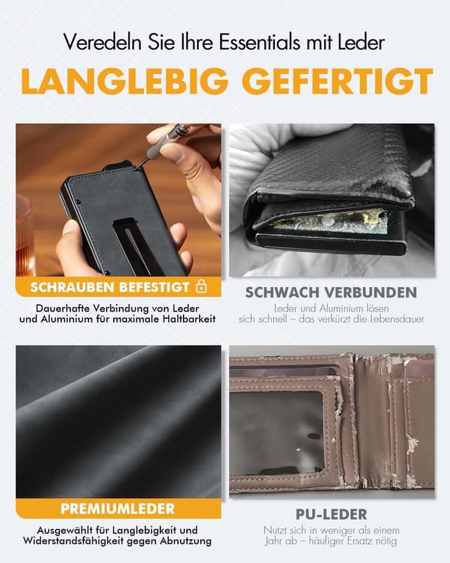 Detalle de MYSHION Geldbörse Herren Slim mit 12 Karten