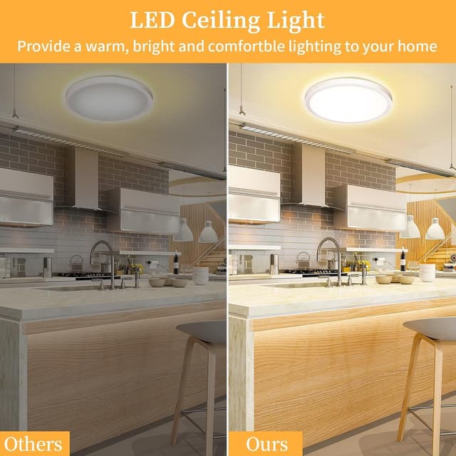 Detalle de Swoieltr LED-Deckenlampe flach rund 18 W, 3.000 K, 1.600 lm, IP44 (Ø 223 mm)