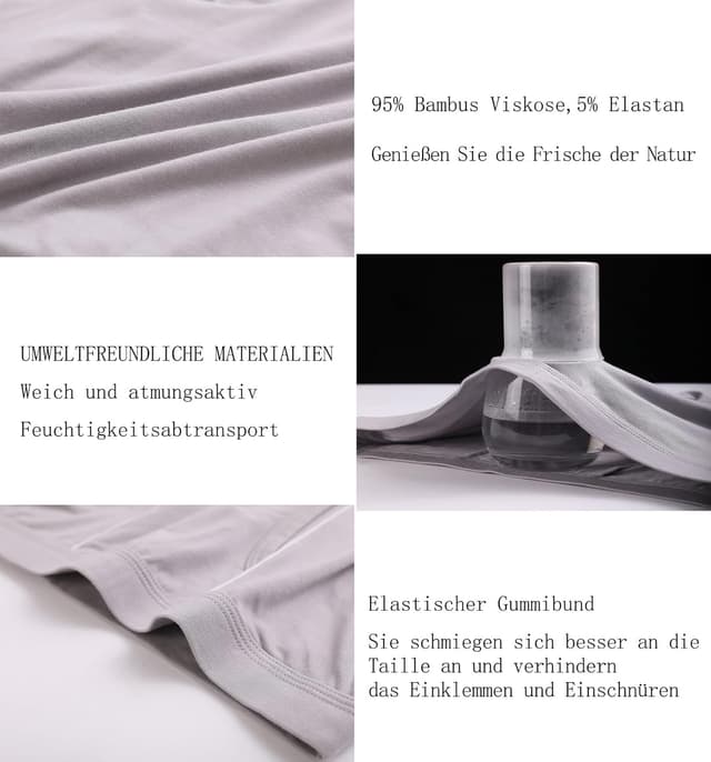 Detalle de HAVVIS Herren-Boxershorts mit langem Bein aus Bambus (95% Viskose, 5% Elasthan) mit Eingriff