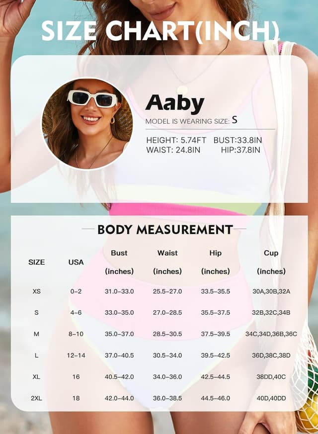 Thumbnail 5 de Herseas 2-Piece High Waisted Ribbed Bikini Set with Color Block Design