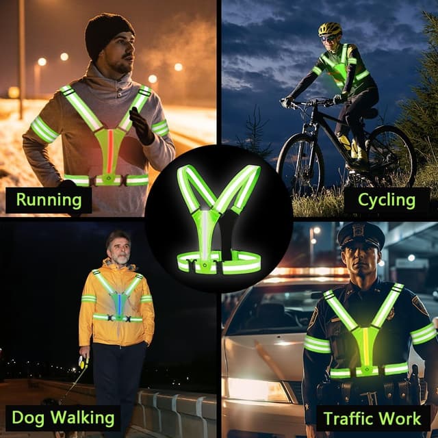 Thumbnail 6 de Adiwo LED Reflective Running Vest with 8 Light Colours, USB-C Rechargeable