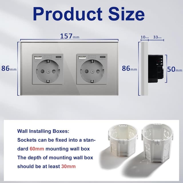 Thumbnail 3 de BSEED Enchufe de Pared M Serie 157mm con USB C