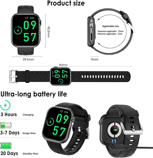 Thumbnail 6 de 2026 Smart Watch with Blood Pressure, ECG, BMI & HRV — 1.97” AMOLED Health Watch with Bluetooth Calling