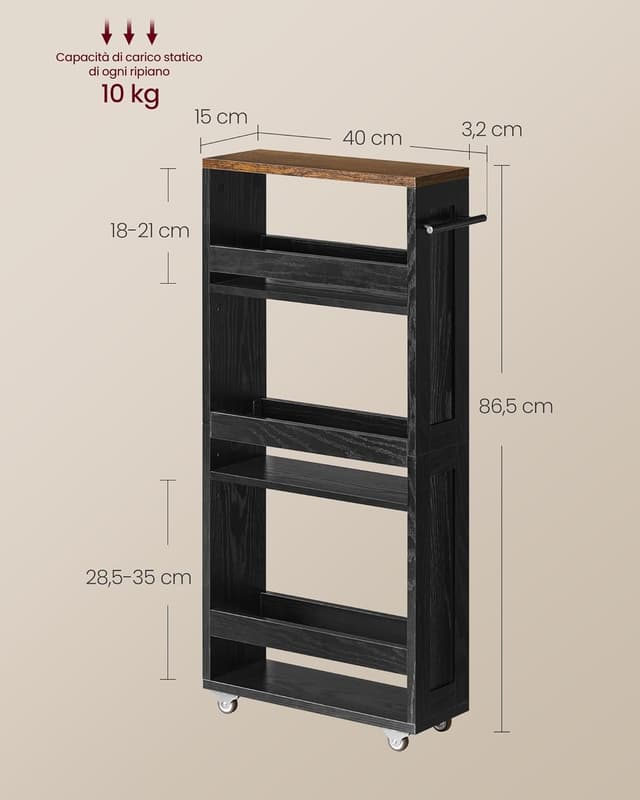 Thumbnail 6 de VASAGLE LRC050K02 Carrello stretto 15 cm