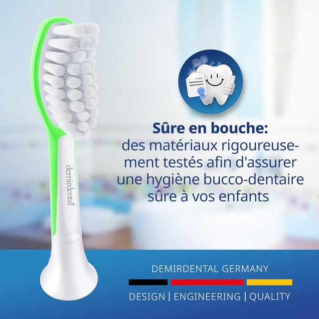 Detalle de Têtes de brosse demirdental pour Philips Sonicare Kids (7-10 ans) – lot de 8, vert