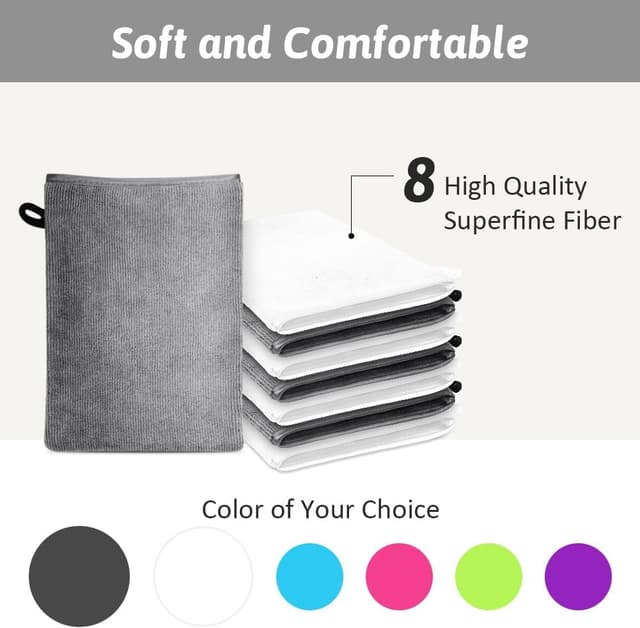 Detalle de HOTUT 8 Pack Microfibre Body Wash Mitts