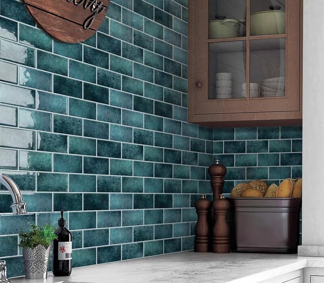 Thumbnail 3 de DEWOO Dark Green Peel and Stick Wall Tiles 10 Sheets