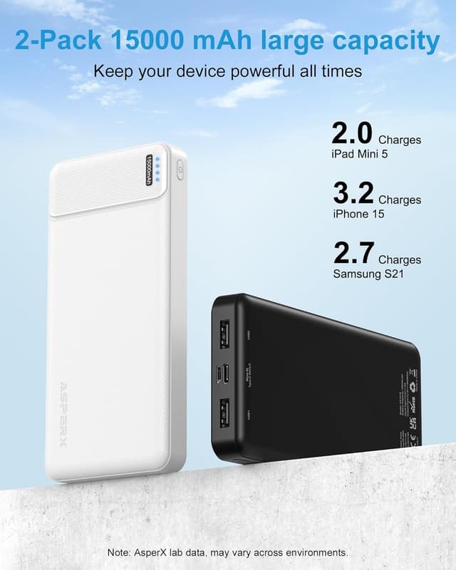Thumbnail 4 de AsperX Power Bank 15,000 mAh portable charger