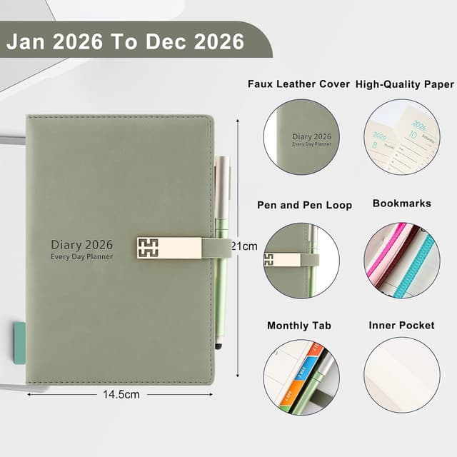 Detalle 2 de Agenda académica 2026 A5 página al día