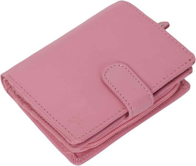 Detalle 2 de STARHIDE Women RFID Blocking Genuine Leather Clutch Wallet with ID Window & Side Coin Pouch 5530 (Pink)