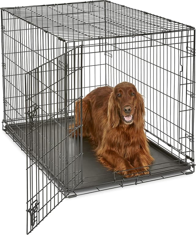 Detalle de New World Single Door Folding Metal Dog Crate (106 cm) with Enhanced Security