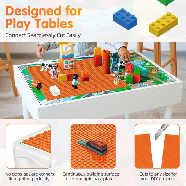 Detalle de HOTUT Classic Grundplatte-Set (4er) 25,5 × 25,5 cm – kompatibel mit gängigen Baustein-Systemen