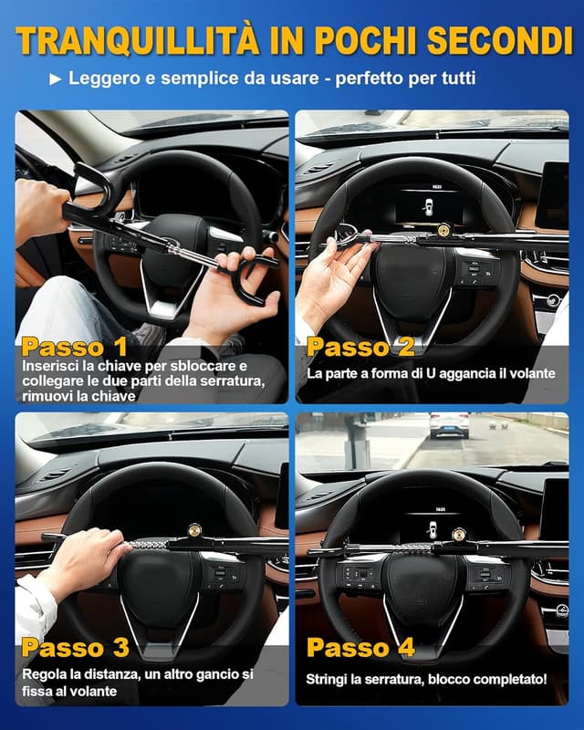 Thumbnail 5 de Tevlaphee Blocco Volante Serratura Sicurezza