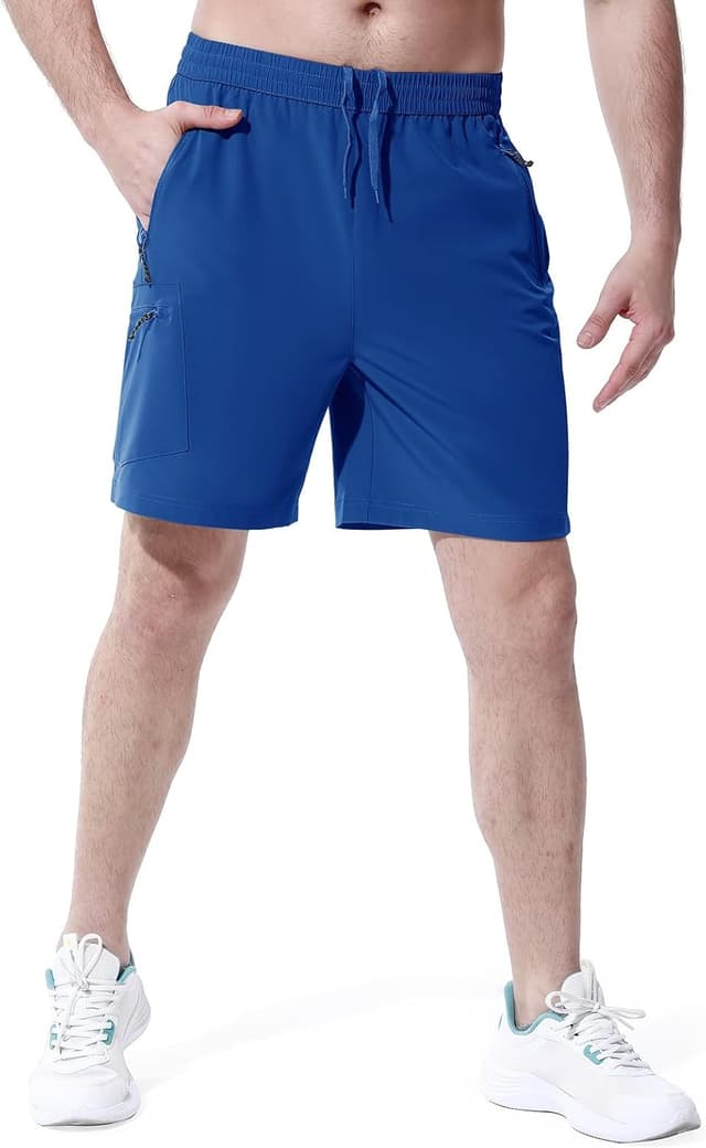 Detalle 2 de Rdruko Herren Sport Shorts mit 4 Reißverschlusstaschen