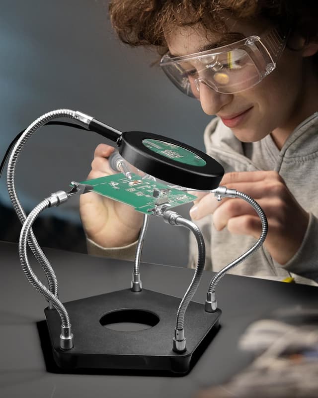 Thumbnail 6 de Lytool Troisième main à souder avec lampe loupe 3X LED à intensité variable et 4 bras support