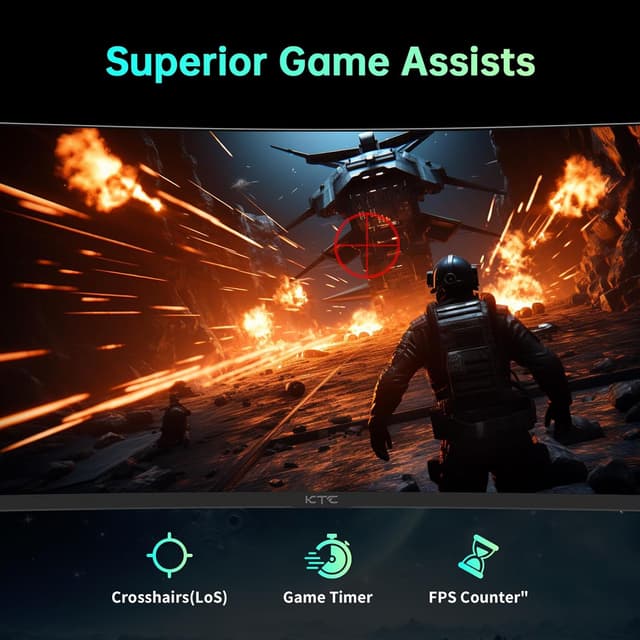 Thumbnail 6 de KTC 32 Inch Curved VA 1500R 2K QHD 180Hz Gaming Monitor with Adaptive Sync, HDR10